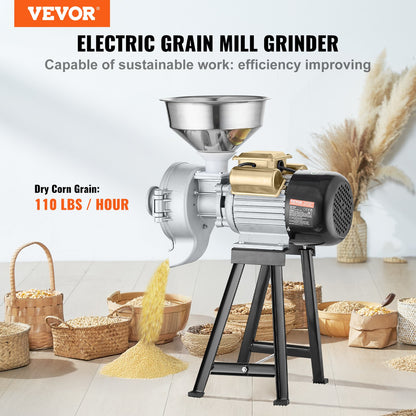 VEVOR 3000W Electric Grain Grinder Corn Wheat Flour Cereal Mill Wet & Dry