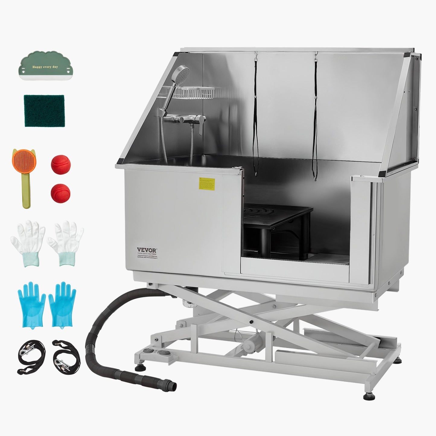 VEVOR 127 cm Electric Dog Grooming Bath Tub Stainless Steel w Water Filter
