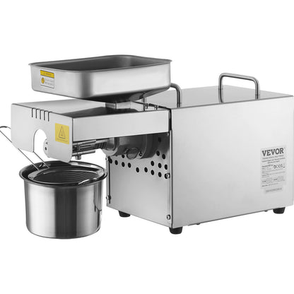 VEVOR Electric Oil Press Machine, 850W Stainless Steel Oil Extractor Machine, Adjustable Temperature, Hot Press Oil Expeller for Pressing Peanuts, Sesame Seeds, Rapeseed, Tea Seeds