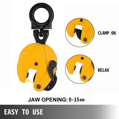 VEVOR 1T Vertical Plate Lifting Clamp Grab Clamp Dog Steel Lift Grip Sling