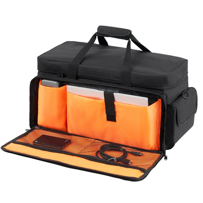 VEVOR DJ Cable File Bag, 1200D Oxford Fabric, DJ Gig Bag with 9 Detachable Divider 4.92 ft Padded Shoulder Strap Plastic Bottom Pad, 600 x 300 x 325 mm DJ Wire Bag for DJ Gear Musical Accessories