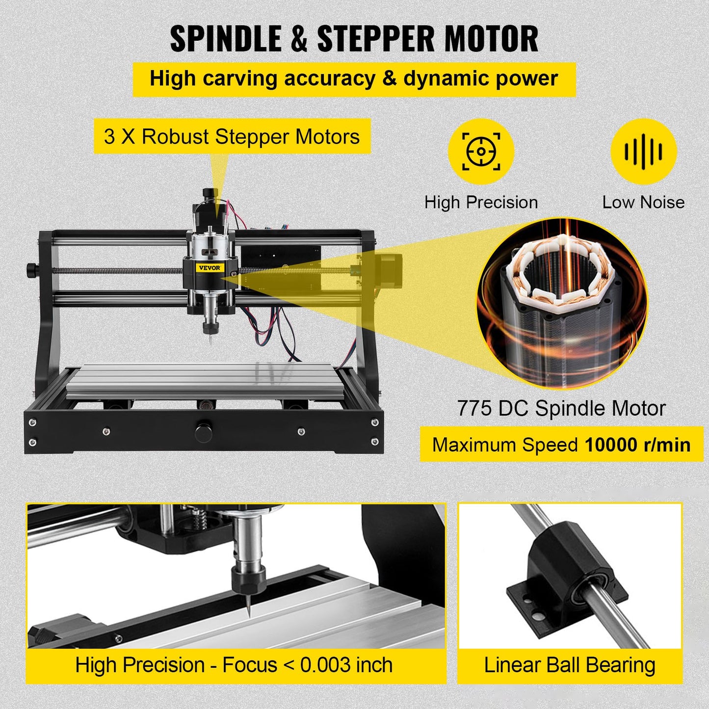 VEVOR CNC 3018 Pro CNC 3018 300×180×45 mm CNC Machine GRBL Control Mini Engraver with Offline Controller 3 Axis Engraving Machine for Carving Milling Plastic, Acrylic, PVC and Wood