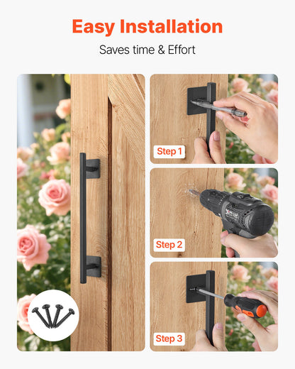 VEVOR Barn Door Handle, 320 mm Rustic Fence Gate Handle, Rust-Resistant Coating, Heavy Duty Carbon Steel Outdoor Gate Handles, Easy to Install, Metal Sliding Door Pulls for Garage Shed Closet Pantry