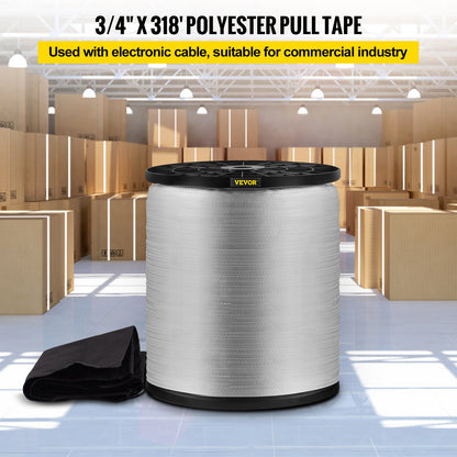 VEVOR 6000Lbs Polyester Pull Tape, 528\' x 1\" Flat Tape for Wire & Cable Conduit Work Variable Functions, Flat Rope for Pulling/Loading/Packing in Any Weather CONDITON