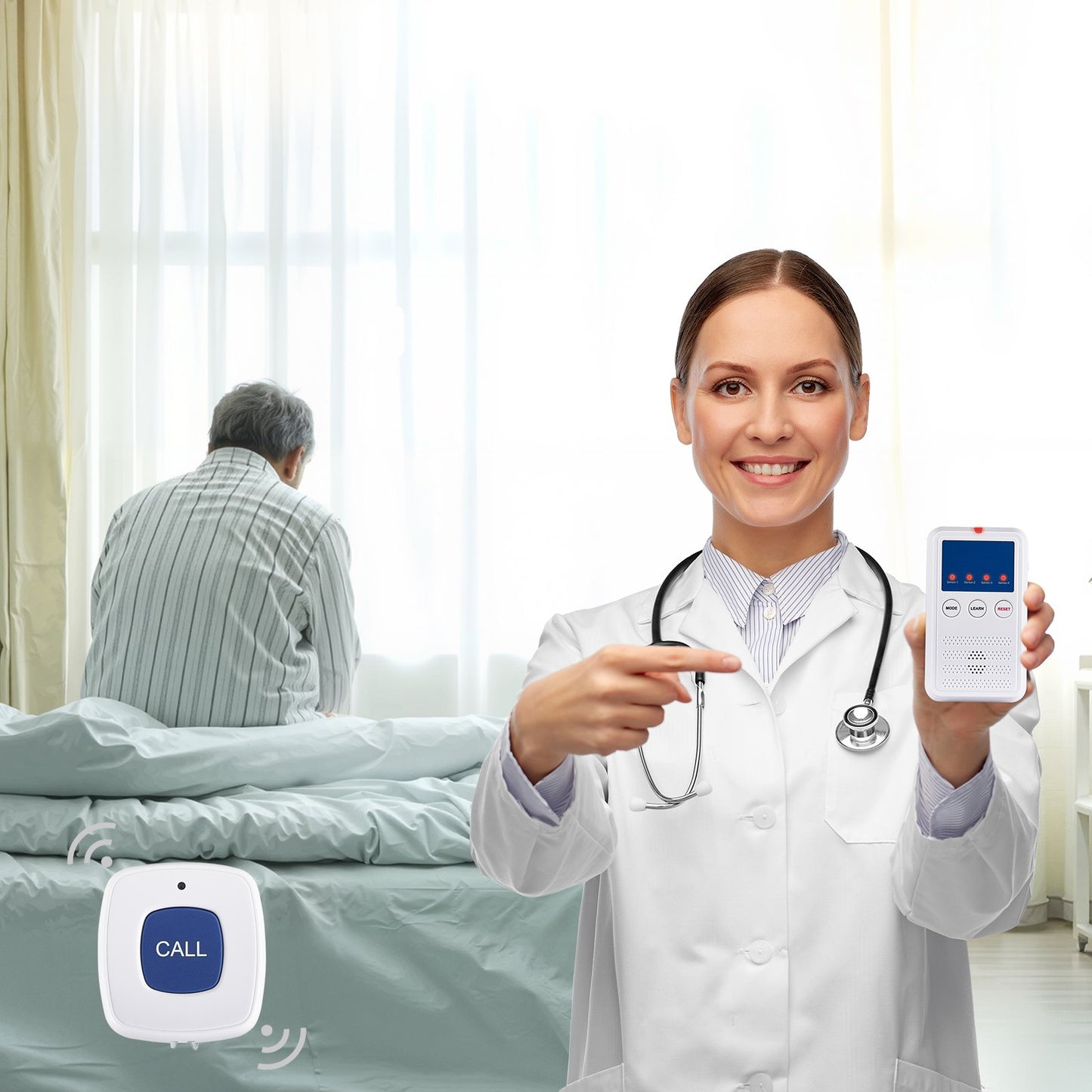 VEVOR Early Alert Bed Alarm System Wireless Bed and Chair Sensor Pad with Pager