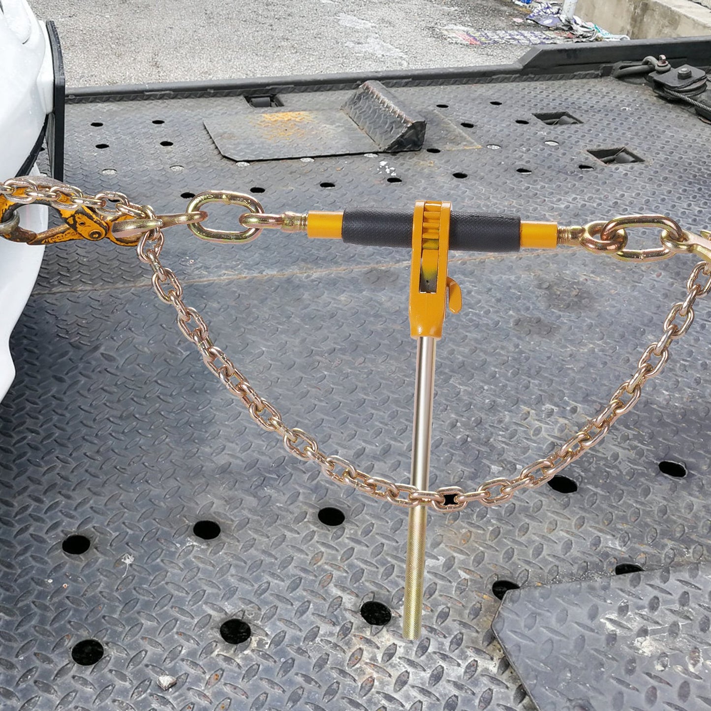 VEVOR Ratchet Chain Binder 2PCS, 0.9-1.2 cm Heavy Duty Load Binders, with G80 Chains 5443 kg Secure Load Limit, Labor-saving Anti-skid Handle, Tie Down Hauling Chain Binders for Flatbed Truck Trailer