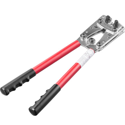 VEVOR Battery Cable Lug Crimping Tool, 10-1/0AWG with Cable Cutter and 95PCS Copper Ring Terminals, 6 Wire Sizes Crimping Die and 100pcs Heat Shrink Tubes, for Heavy Duty Wire Lugs