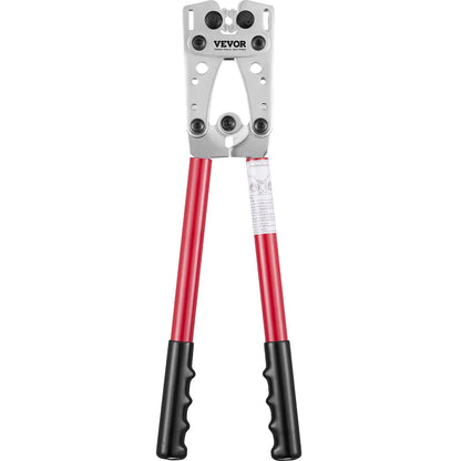 VEVOR Battery Cable Lug Crimping Tool, 10-1/0AWG with Cable Cutter and 95PCS Copper Ring Terminals, 6 Wire Sizes Crimping Die and 100pcs Heat Shrink Tubes, for Heavy Duty Wire Lugs