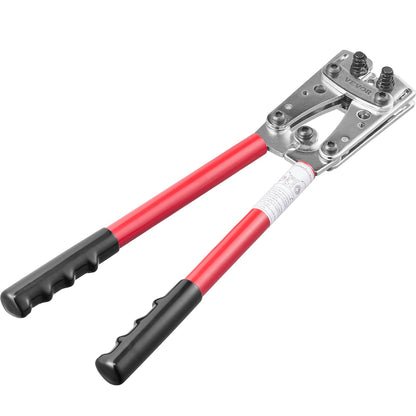 VEVOR Battery Cable Lug Crimping Tool, 10-1/0AWG Aluminum Terminal Battery Lug Crimper, with 60PCS Aluminum Ring Connectors Terminals 6 Wire Sizes Crimping Die, for Heavy Duty Wire Lugs