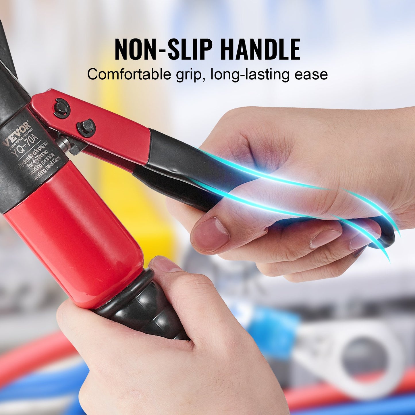 VEVOR Hydraulic Crimping Tool with 9 Sets of  Dies AWG12-2/0 Copper And Aluminum Terminal Battery Lug Crimper, with a Cutting Pliers, Gloves, 5pcs Copper Ring Connectors, 8pcs Heat Shrink Sleeves