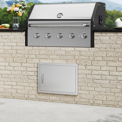 VEVOR BBQ Access Door, 610x432 mm Single Outdoor Kitchen Door, Stainless Steel Flush Mount Door, Wall Vertical Door with Handle, for BBQ Island, Grilling Station, Outside Cabinet