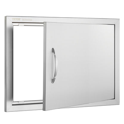 VEVOR BBQ Access Door, 610x432 mm Single Outdoor Kitchen Door, Stainless Steel Flush Mount Door, Wall Vertical Door with Handle, for BBQ Island, Grilling Station, Outside Cabinet