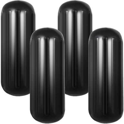 VEVOR 4 Ribbed Boat Fenders 10X 28" Black Center Hole Bumpers Mooring Protection