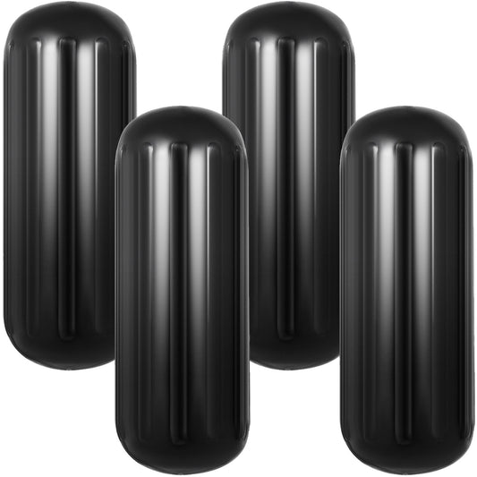 VEVOR 4 Ribbed Boat Fenders 10X 28" Black Center Hole Bumpers Mooring Protection