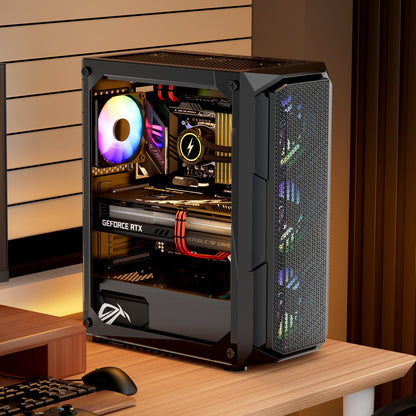 VEVOR Mid-Tower ATX PC Gaming Case Computer Case Box with 4 x 120 mm ARGB Fans