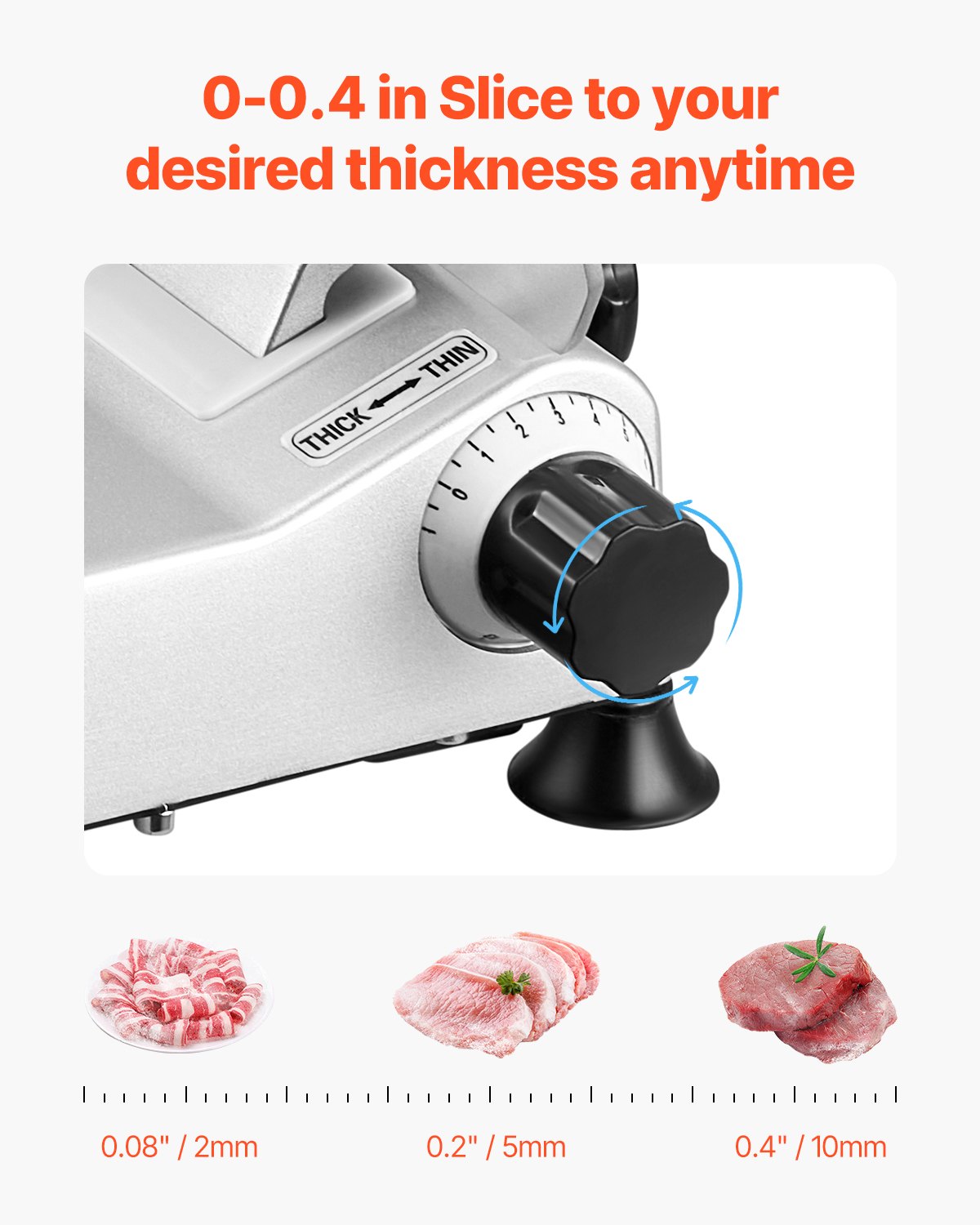 VEVOR Meat Slicer 180W 250 mm Electric Deli Food Slicer for Meat Bread Cheese