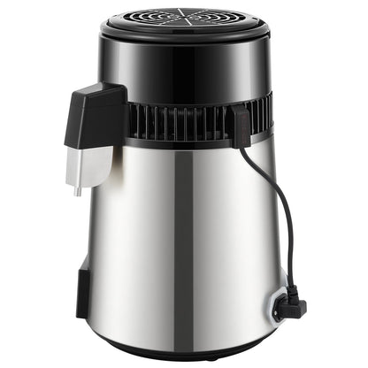 VEVOR 4L Water Distiller Distilled Water Maker 1 L/H w/ Timing Dual-Temp Silver