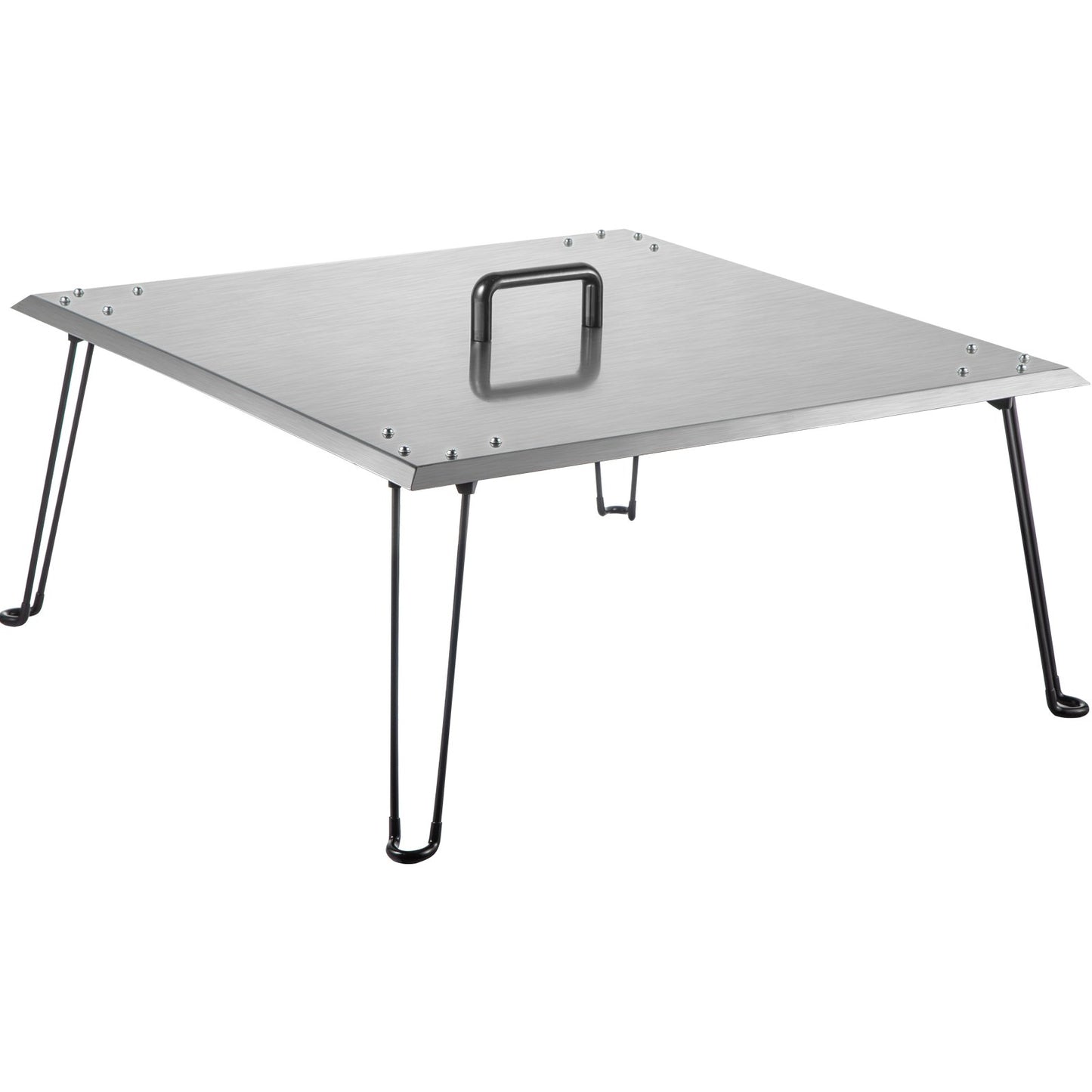 VEVOR Fire Pit Heat Deflector Fire Pit Pan Cover Stainless Steel Foldable Legs