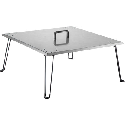 VEVOR Fire Pit Heat Deflector Fire Pit Pan Cover Stainless Steel Foldable Legs