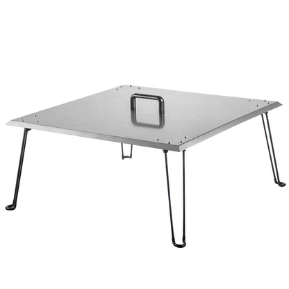 VEVOR Fire Pit Heat Deflector Fire Pit Pan Cover Stainless Steel Foldable Legs