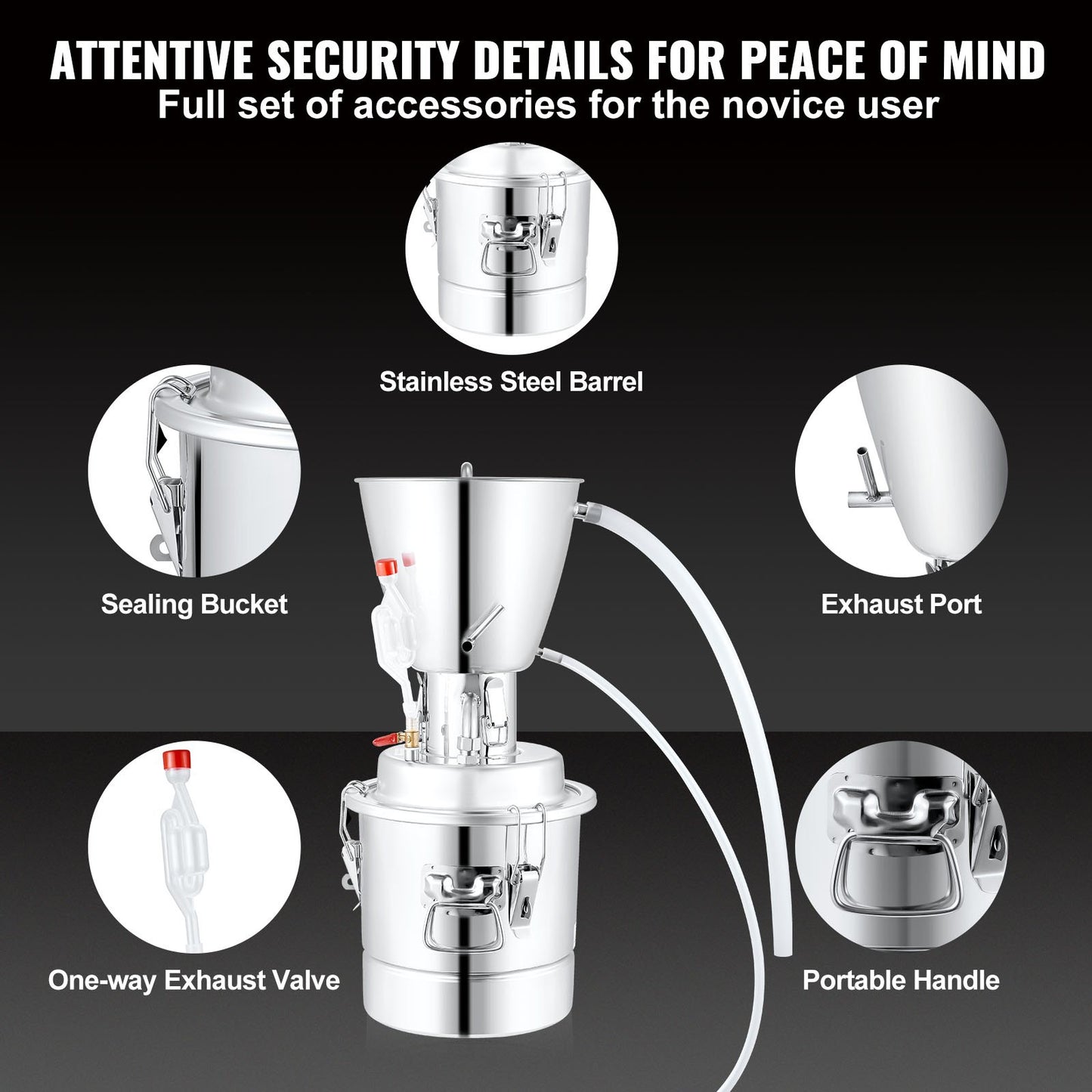 VEVOR 10L Alcohol Distiller Machine Brewing Equipment DIY Whiskey Home Still