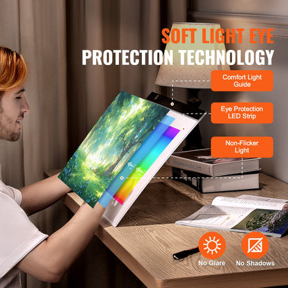 VEVOR Light Board, B4 LED Light Pad Ultra-Thin Portable Light Box, USB Powered Light Table for Art Tracing, Light Box for Diamond Painting, Animation, Sketching, Drawing, Stenciling, Artists (Black)