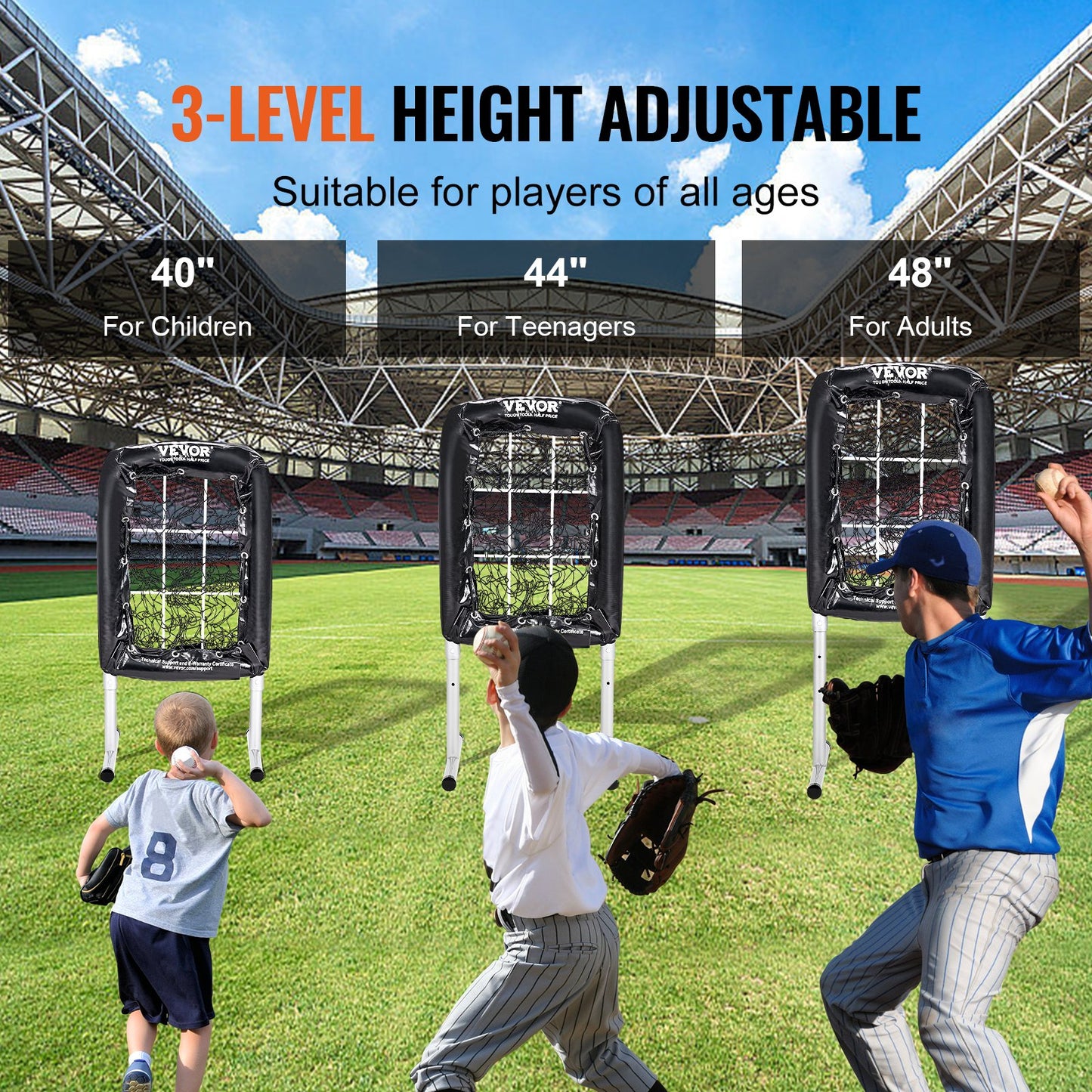 VEVOR 9 Hole Baseball Softball Pitching Net 9 Pocket Hitting Practice 21"x29"