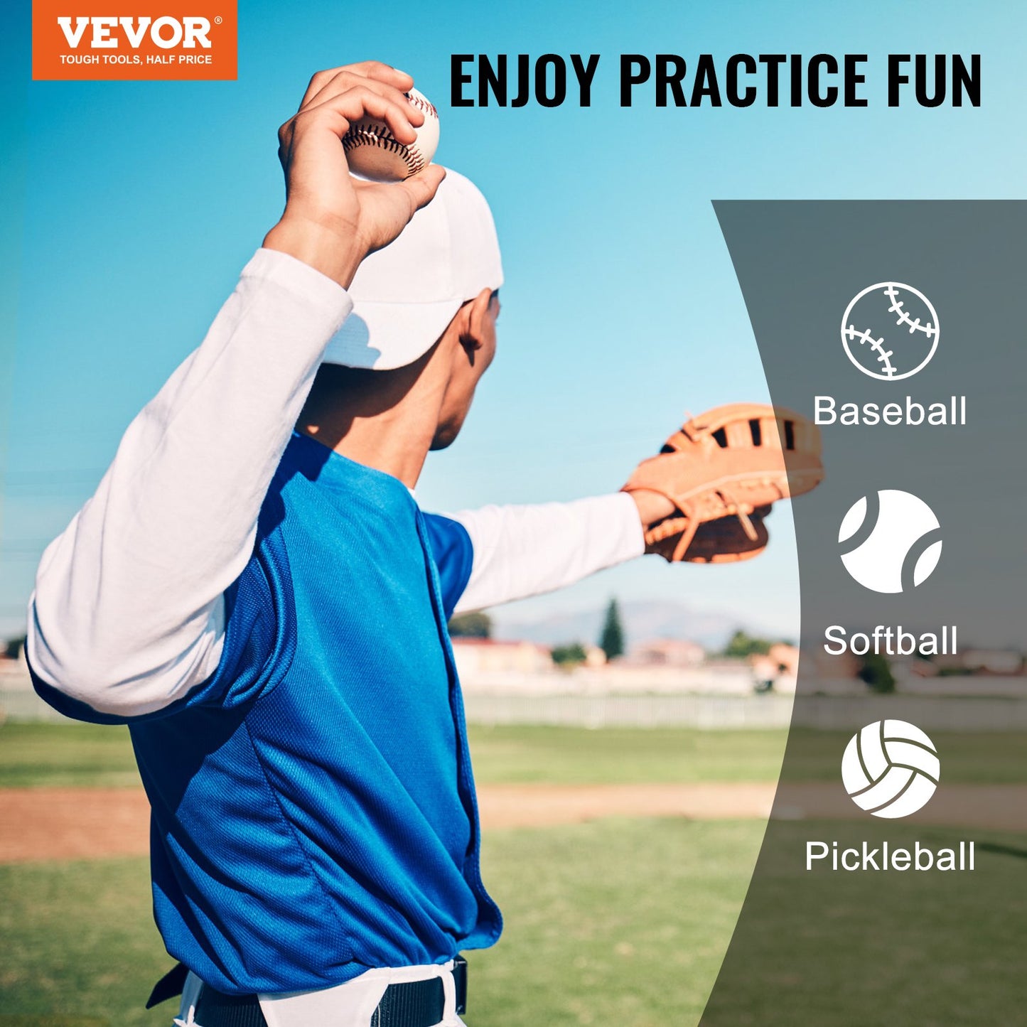 VEVOR 9 Hole Baseball Softball Pitching Net 9 Pocket Hitting Practice 21"x29"