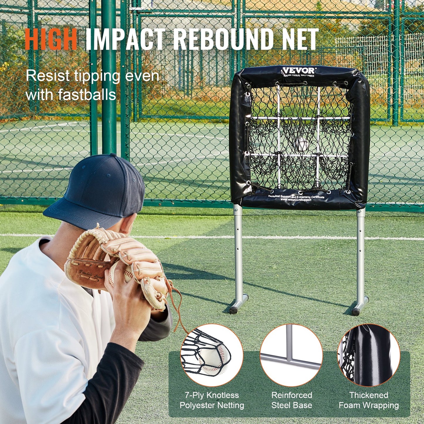 VEVOR 9 Hole Baseball Softball Pitching Net 9 Pocket Hitting Practice 28"x27"