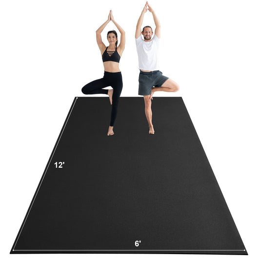 VEVOR Exercise Mat, Non Slip High Density Premium Yoga Mat, Exercise Yoga Mat for Men Women, Fitness & Exercise Mat with Bag & Carry Strap, for All Types of Home Yoga, Pilate & Floor Workout (12x6ft)