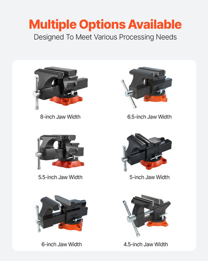 VEVOR 203 mm Bench Vice Multipurpose Heavy Duty Ductile Iron Swivel Locking Base