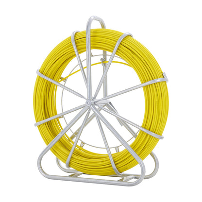 VEVOR Fish Tape Fiberglass, 182.88 m, 7.9 mm, Duct Rodder Fishtape Wire Puller, Cable Running Rod with Steel Reel Stand, 3 Pulling Heads, Fishing Tools for Walls and Electrical Conduit, Non-Conductive