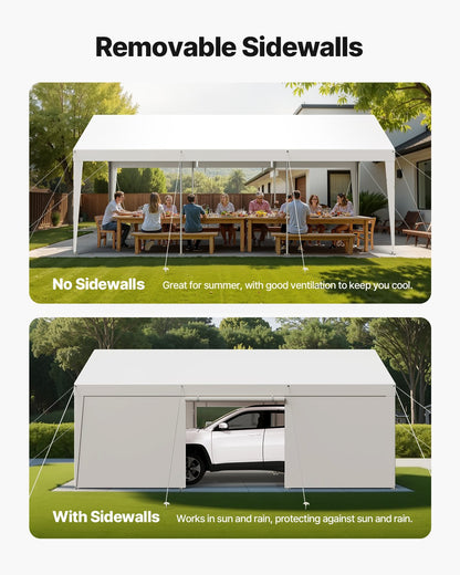 Carport Car Canopy 10x20FT Heavy Duty Car Shelter with Sidewalls White