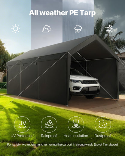Carport Car Canopy 12x20FT Heavy Duty Car Shelter with Sidewalls White
