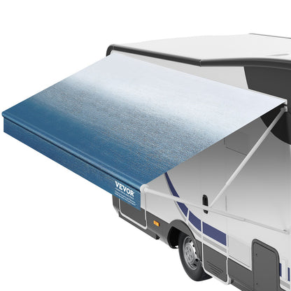 RV Awning Fabric Replacement, 3.72m Fabric Length for 3.96mAwning, Heavy Duty 3-Ply 16oz PVC Camper Awning Fabric, Waterproof & UV Protection Outdoor Canopy for RV, Trailer, Motorhome, Blue Fade