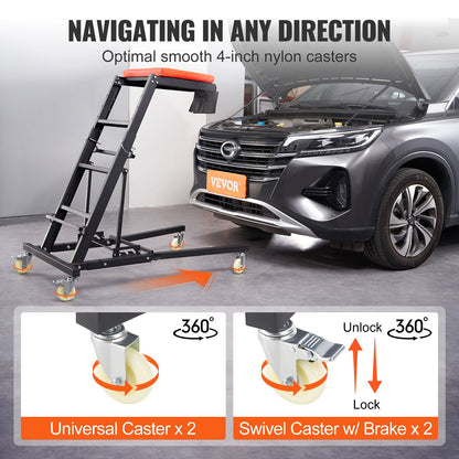VEVOR Automotive Topside Creeper, with Adjustable Height 48" to 76", 181.44KGS Capacity High Creeper, 4 Swivel Caster Wheels, Heavy Duty Foldable Creeper for Auto Repair and Maintenance