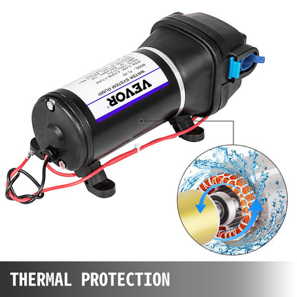 VEVOR Water Pressure Diaphragm Pump, 12V FL-40 High Pressure Diaphragm Water Pump, 40PSI Automatic Self Priming Water Pump, 17L/MIN Misting Booster Sprayer Diaphragm Pump for Caravan Boat RV Garden