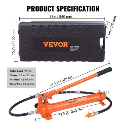 VEVOR 12 Ton Hydraulic Jack Air Pump Lift Ram Body Frame Porta Power Repair Kits