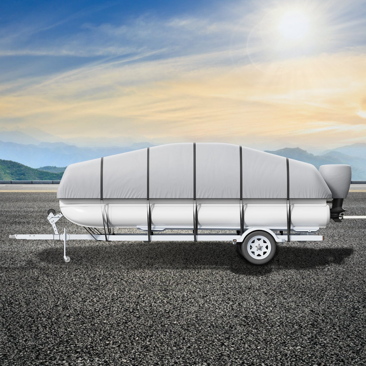 VEVOR Pontoon Boat Cover 800D Waterproof Trailerable 19-20 ft with Storage Bag