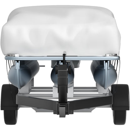VEVOR Pontoon Boat Cover, Fit for 25\'-28\' Boat, Heavy Duty 600D Marine Grade Oxford Fabric, UV Resistant Waterproof Trailerable Boat Cover with 2 Support Poles and 7 Wind-Proof Straps, Gray