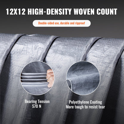 VEVOR Tarp Waterproof Tarpaulin 20 x 30 ft 10 Mil Plastic Poly Tear UV Resistant