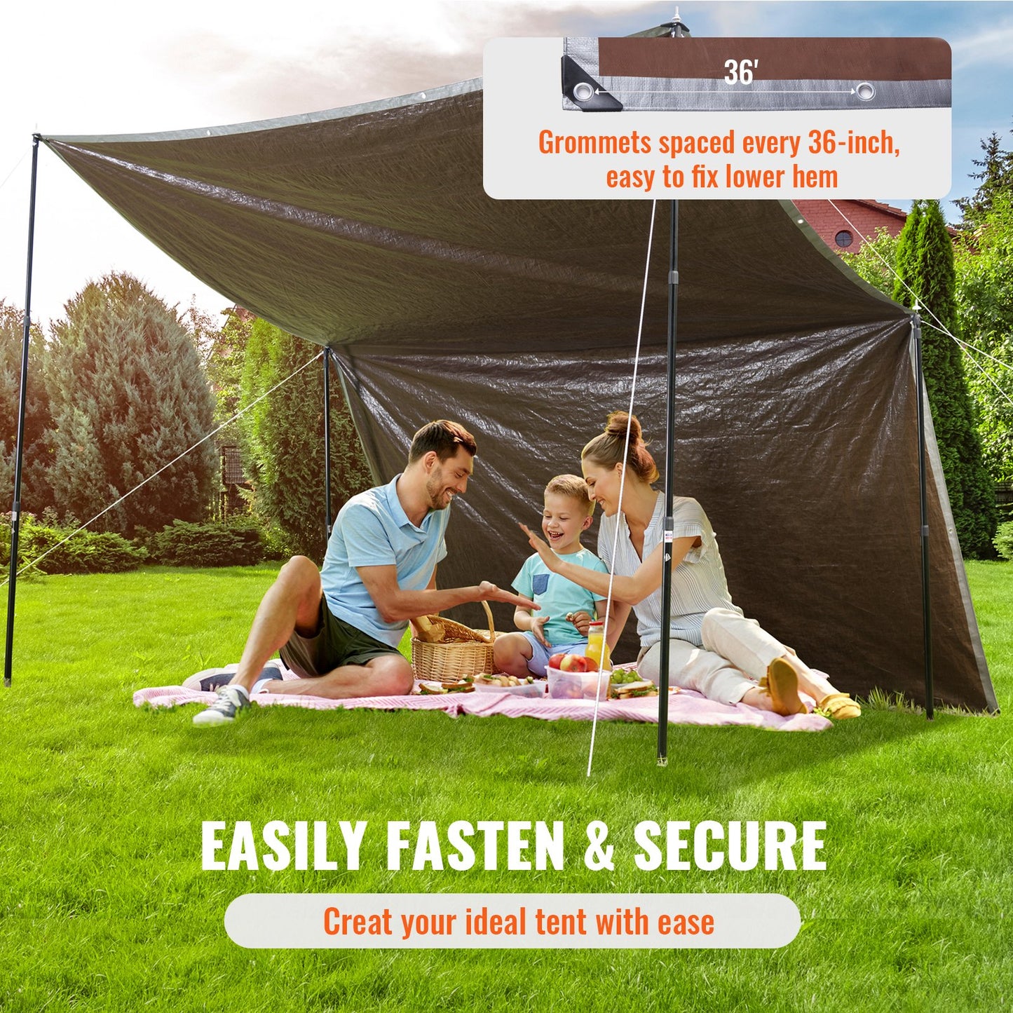 VEVOR Tarp Waterproof Tarpaulin 20 x 30 ft 10 Mil Plastic Poly Tear UV Resistant