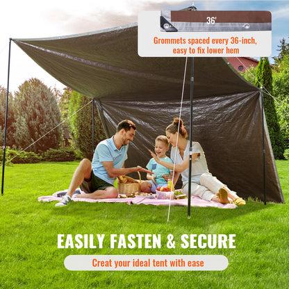 VEVOR Tarp Waterproof Tarpaulin 20 x 30 ft 10 Mil Plastic Poly Tear UV Resistant