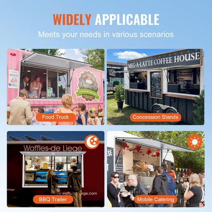Concession Window 91x91cm, Aluminum Alloy Food Truck Service Window with Awning Door & Drag Hook, Up to 85 Degrees Stand Serving Window for Food Trucks Concession Trailers, Glass Not Included