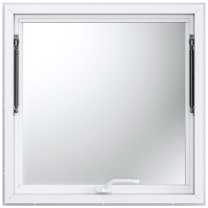 Concession Window 91x91cm, Aluminum Alloy Food Truck Service Window with Awning Door & Drag Hook, Up to 85 Degrees Stand Serving Window for Food Trucks Concession Trailers, Glass Not Included