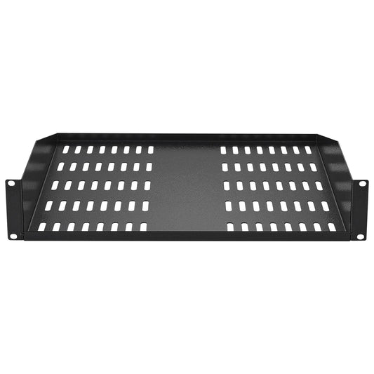 VEVOR 2U Server Rack Shelf 16"/406 mm Depth Vented Rack Mount Shelf with Tray