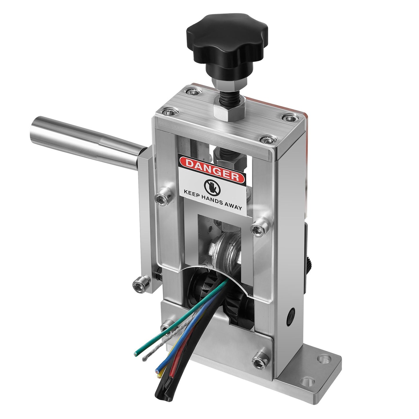 VEVOR Manual Wire Stripping Machine, 1.5-25 mm, Copper Stripper with Hand Crank or Drill Powered, 64Mn Quenched Blades, 45# Steel Rollers, Aluminum Alloy Frame Wire Peeler, for Scrap Copper Recycling
