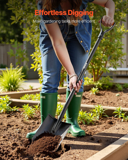 VEVOR Square Shovel, 122 cm Heavy-Duty Flat Shovel, Transfer Shovels with Alloy Steel Blade and Non-Slip D-Handle, Detachable and Easy Storage, for Gardening, Construction, Digging & Snow Shoveling