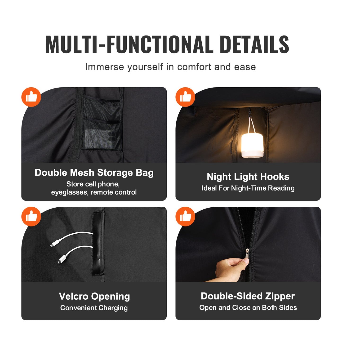 3 Doors Bed Tent Breathable Tent 70% Blackout with 9.5 mm Fiber Poles