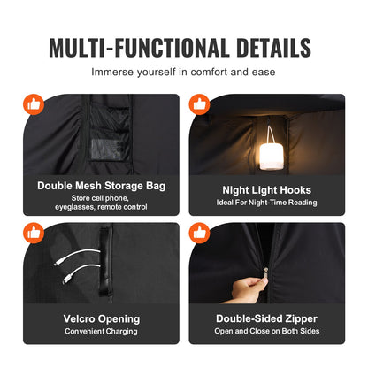 3 Doors Bed Tent Breathable Tent 70% Blackout with 9.5 mm Fiber Poles
